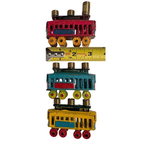Vintage Kids Menorah Street Cars Train Hanukkah Judaica Trolley Cast Iron Brass - Picture 9 of 12